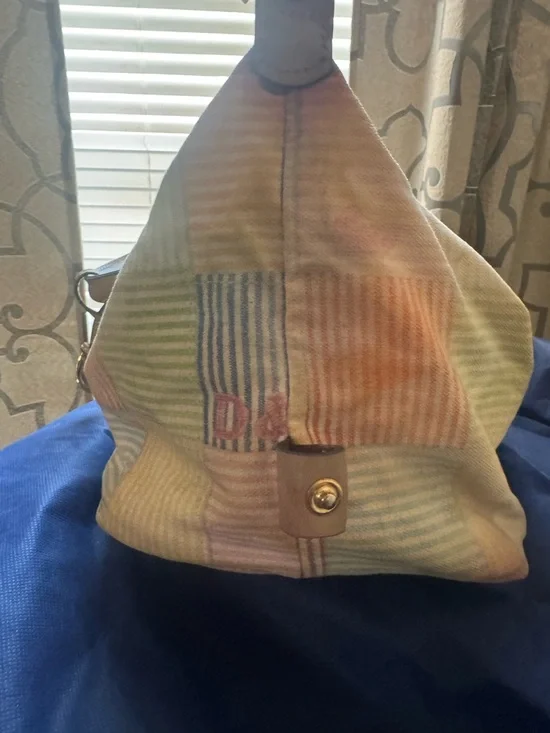 Y2K Dooney and Bourke PatchworkPastel Plaid Women's Handbag with Leather Handles - Picture 6 of 16